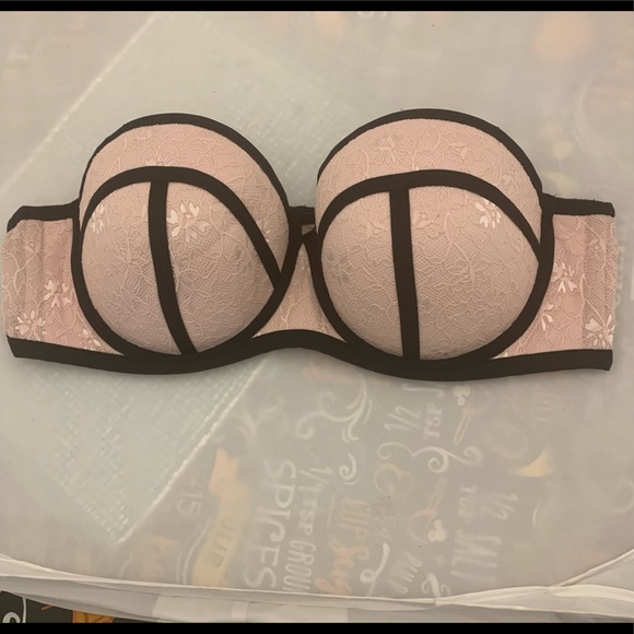 torrid Other - Torrid Pink and Black Edging Strapless Push-up Bra